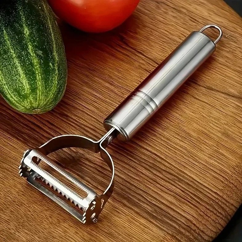 2 in 1 Peeler Julienne for Salad, Potato Peeler, Vegetable Fruit Slicer Shredder Y Shaped Peeler (Silver)