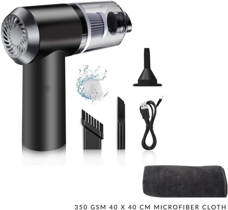 3-in-1 Portable Car Vacuum Cleaner Powerful Dust Vehicle Interior Cleaner Car Vacuum Cleaner (Black)