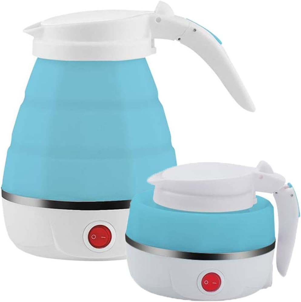 Travel Folding Electric Kettle, Fast Boiling, Portable Electric Kettle, 600ml Boil Dry Protection, 100-240V Food Grade Silicone Foldable Kettle (multicolor), 600 watts