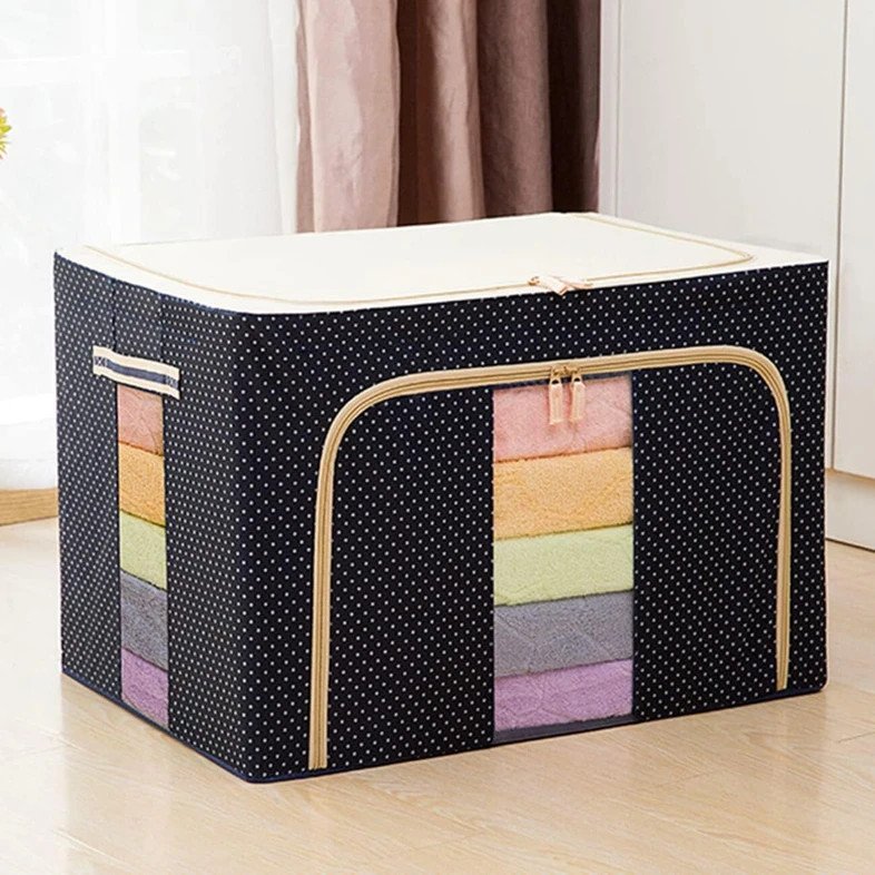 Whipbird 66 L Storage Organizer Folding Almira Steel Frame Cloth Box Steel Frame Collapsible Wardrobe Storage Organizer Bag (Multicolor)